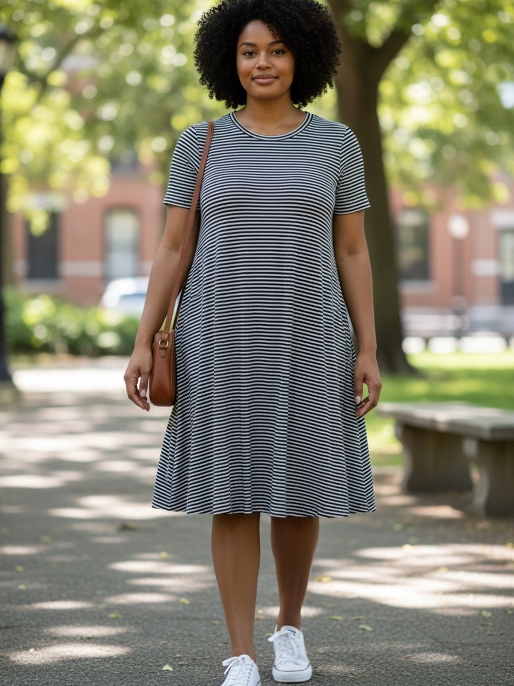 Chico's black and white nautical Short Sleeve T-Shirt dress in size 2 (12-14)